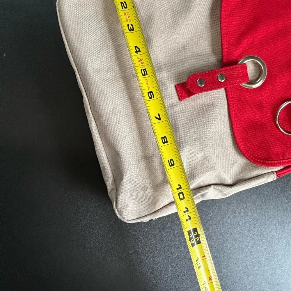 Tommy Hilfiger Vintage Backpack Y2K Tan Red School BTS College Book Bag Colorful